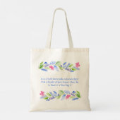Jane Austen Motto Floral Tote Bag (Achterkant)
