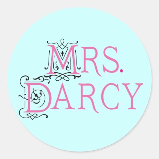 Jane Austen Mrs Darcy Gift Ronde Sticker (Voorkant)