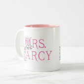 Jane Austen Mrs Darcy Gift Tweekleurige Koffiemok (Voorkant links)