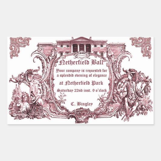 Jane Austen: Netherfield Ball-Sticker Rechthoekige Sticker (Voorkant)