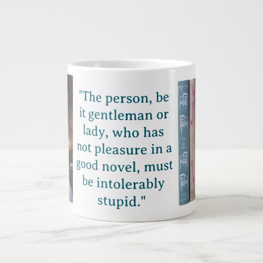 Jane Austen Novel Quote (blue) Grote Koffiekop (Voorkant)