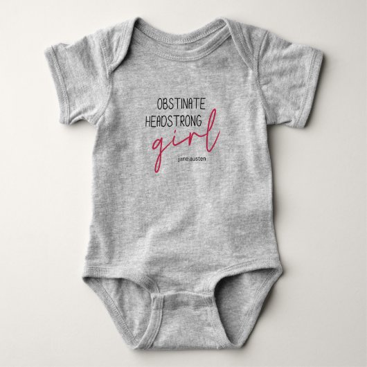 Jane Austen Obstinate Girl Quote Romper (Voorkant)