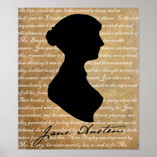 Jane Austen Page Silhouette Poster