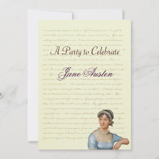 Jane Austen Party Birthday Celebration Quottes Kaart (Voorkant)