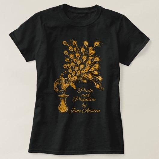 Jane Austen Peacock Pride & Prejudice Book Club Fa T-shirt (Design voorkant)
