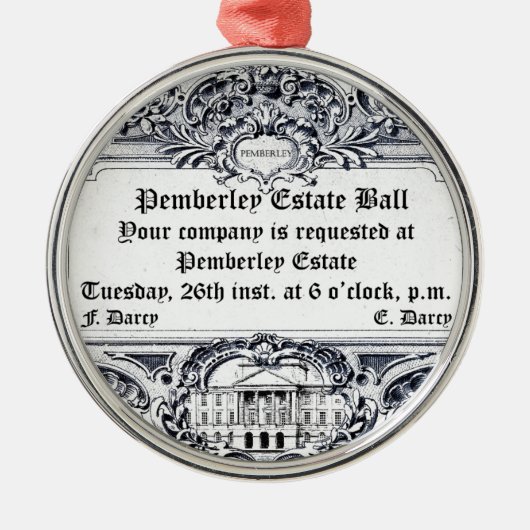 Jane Austen: Pemberley Estate Ball Metalen Ornament (Voorkant)