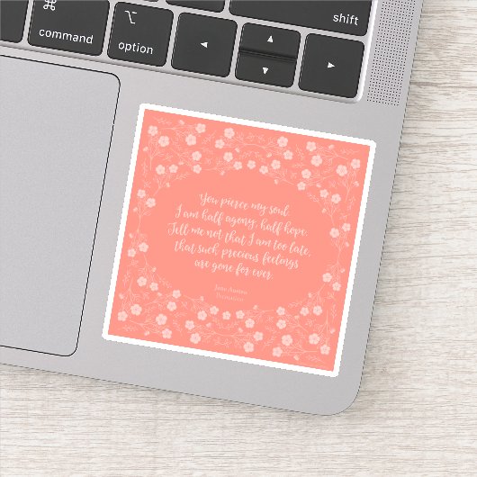 Jane Austen Persuasion Floral Love Letter Quote Sticker (Detail)