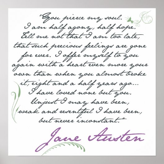 Jane Austen Persuasion Quote #1 Poster (Voorkant)
