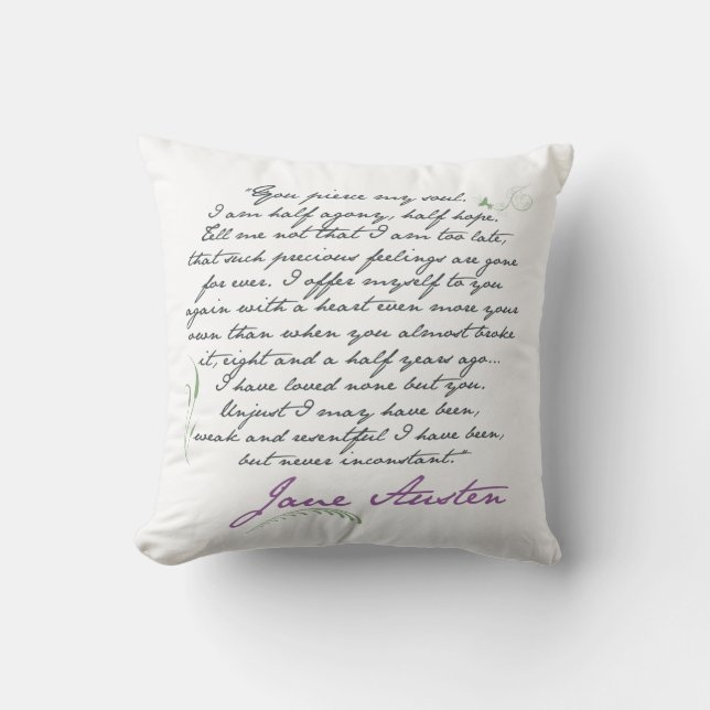 Jane Austen Persuasion Quote #1 Square Pillow Kussen (Voorkant)