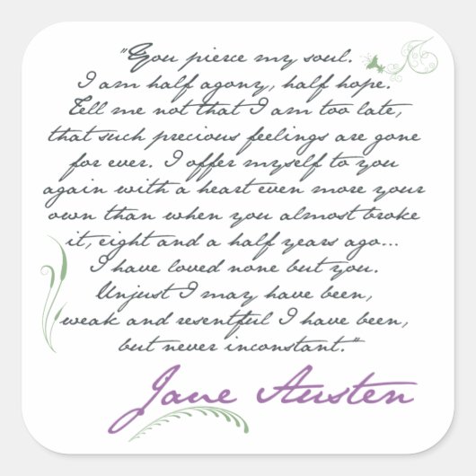 Jane Austen Persuasion Quote #1 Vierkante Sticker (Voorkant)