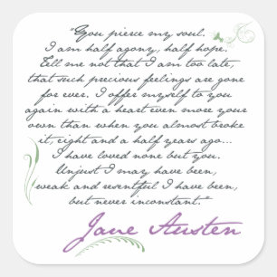 Jane Austen Persuasion Quote #1 Vierkante Sticker