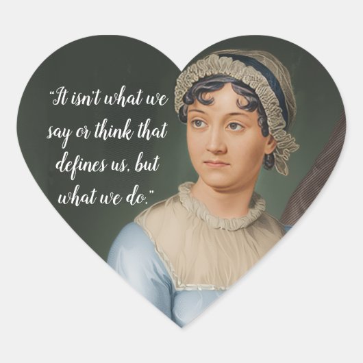 Jane Austen portrait and quote Hart Sticker (Voorkant)
