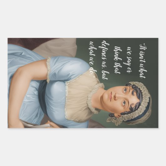 Jane Austen portrait and quote Rechthoekige Sticker (Voorkant)