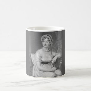 Jane Austen Portrait Black White en Grey Koffiemok