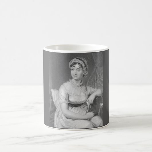 Jane Austen Portrait Black White en Grey Koffiemok (Center)