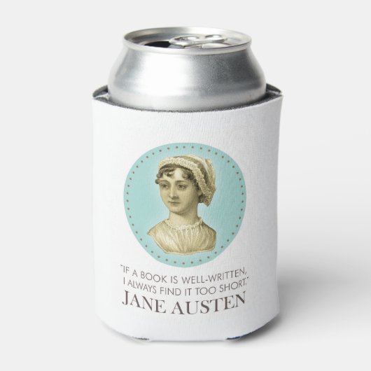 Jane Austen Portrait en Citaat bij het Lezen Blikjeskoeler (Blikje Voorkant)