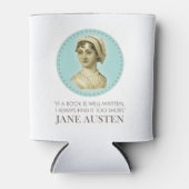 Jane Austen Portrait en Citaat bij het Lezen Blikjeskoeler (Voorkant)