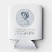 Jane Austen Portrait en Citaat bij het Lezen Blikjeskoeler (Achterkant)