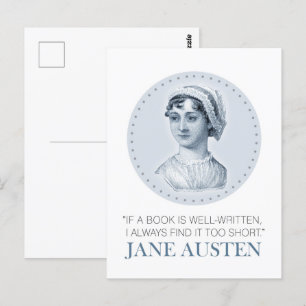 Jane Austen Portrait en Citaat bij het Lezen Briefkaart