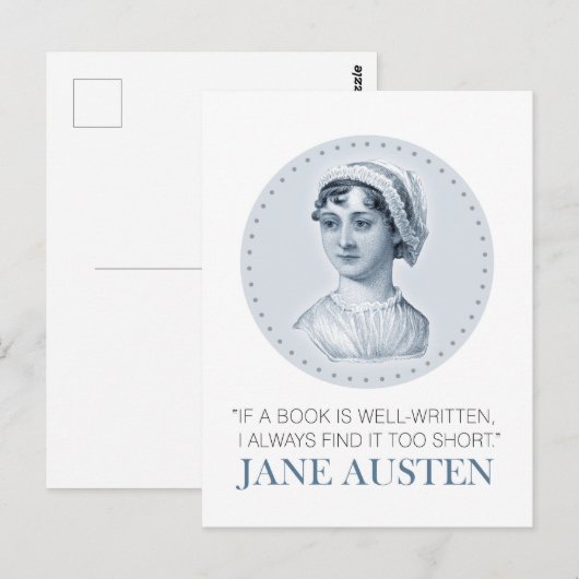 Jane Austen Portrait en Citaat bij het Lezen Briefkaart (Voorkant / Achterkant)