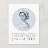Jane Austen Portrait en Citaat bij het Lezen Briefkaart (Voorkant)