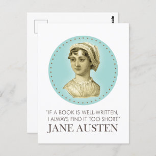Jane Austen Portrait en Citaat bij het Lezen Briefkaart