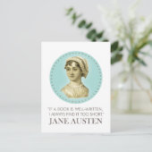 Jane Austen Portrait en Citaat bij het Lezen Briefkaart (Staand voorkant)