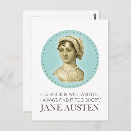 Jane Austen Portrait en Citaat bij het Lezen Briefkaart (Voorkant / Achterkant)