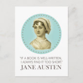 Jane Austen Portrait en Citaat bij het Lezen Briefkaart (Voorkant)