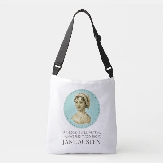 Jane Austen Portrait en Citaat bij het Lezen Crossbody Tas (Voorkant)