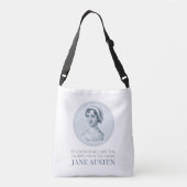 Jane Austen Portrait en Citaat bij het Lezen Crossbody Tas (Achterkant)