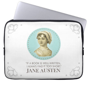 Jane Austen Portrait en Citaat bij het Lezen Laptop Sleeve