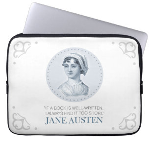 Jane Austen Portrait en Citaat bij het Lezen Laptop Sleeve