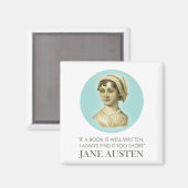Jane Austen Portrait en Citaat bij het Lezen Magneet (Voorkant / Achterkant)