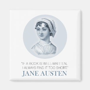 Jane Austen Portrait en Citaat bij het Lezen Magneet