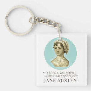 Jane Austen Portrait en Citaat bij het Lezen Sleutelhanger