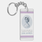 Jane Austen Portrait en Citaat bij het Lezen Sleutelhanger (Voorkant Links)