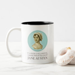 Jane Austen Portrait en Citaat bij het Lezen Tweekleurige Koffiemok