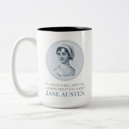 Jane Austen Portrait en Citaat bij het Lezen Tweekleurige Koffiemok
