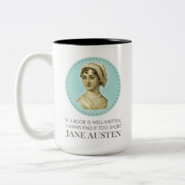 Jane Austen Portrait en Citaat bij het Lezen Tweekleurige Koffiemok