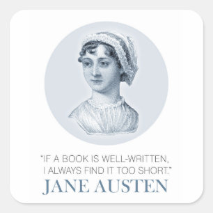 Jane Austen Portrait en Citaat bij het Lezen Vierkante Sticker