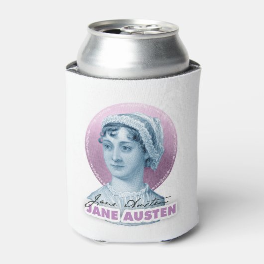Jane Austen Portrait en Signature Pink Blikjeskoeler (Blikje Voorkant)