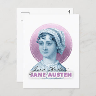 Jane Austen Portrait en Signature Pink Briefkaart