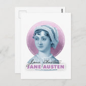 Jane Austen Portrait en Signature Pink Briefkaart (Voorkant / Achterkant)