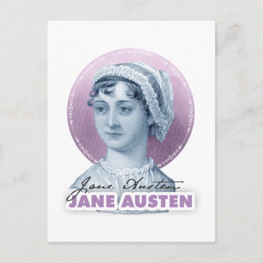 Jane Austen Portrait en Signature Pink Briefkaart (Voorkant)