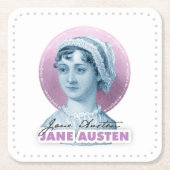 Jane Austen Portrait en Signature Pink Kartonnen Onderzetters (Voorkant)