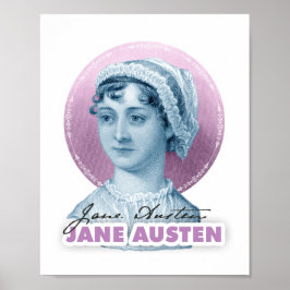 Jane Austen Portrait en Signature Pink Poster