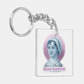 Jane Austen Portrait en Signature Pink Sleutelhanger (Voorkant Links)