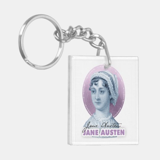 Jane Austen Portrait en Signature Pink Sleutelhanger (Voorkant Links)
