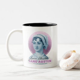 Jane Austen Portrait en Signature Pink Tweekleurige Koffiemok